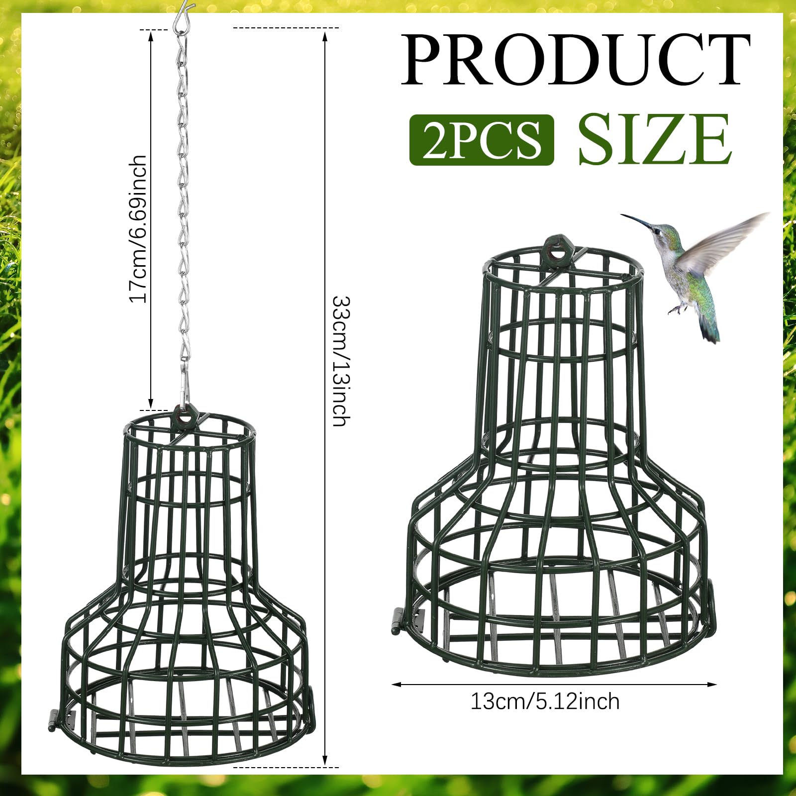MorningRo Comedero para pájaros silvestres S-8, 2 unidades, para jardín, para exteriores, con cadena de acero inoxidable para pájaros silvestres