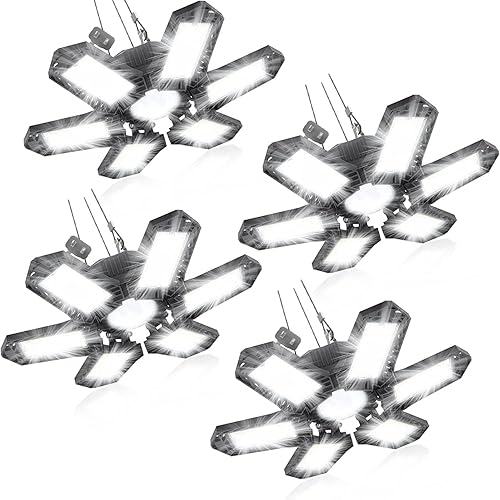 Vista 11 de SEOBIOG Luz de garaje enchufable, 200 W, 20000 lúmenes, luz de tienda enlazable con interruptor de encendido/apagado, luces LED colgantes de 6500 K