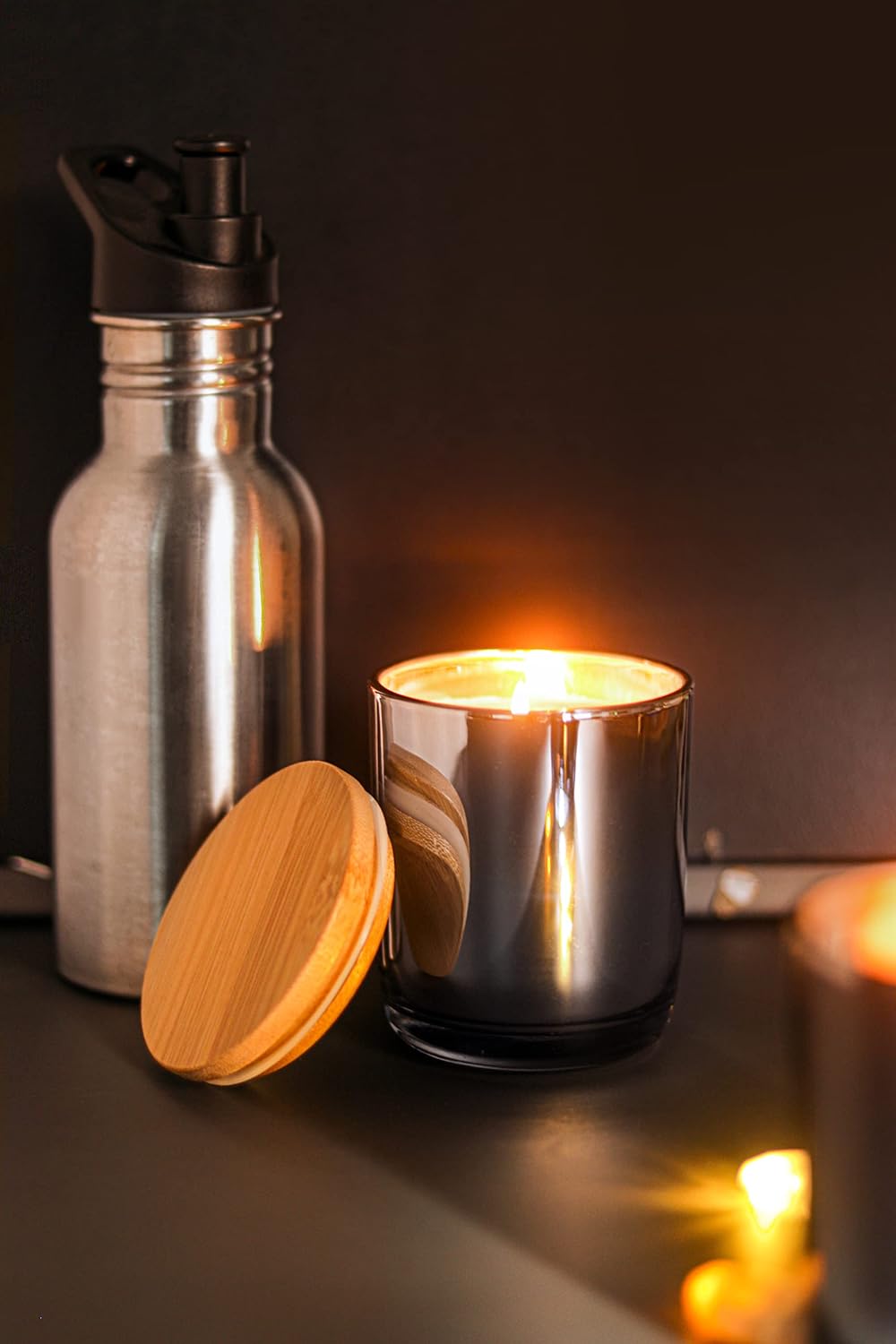 Bamboo Candle Jars Lids, 12-Pack - 3.15" (80mm) Diameter with Silicone Seal Ring & Recessed Center Design - Water-Resistant Finish - Ideal for Wood Wick Candle Making & Storage