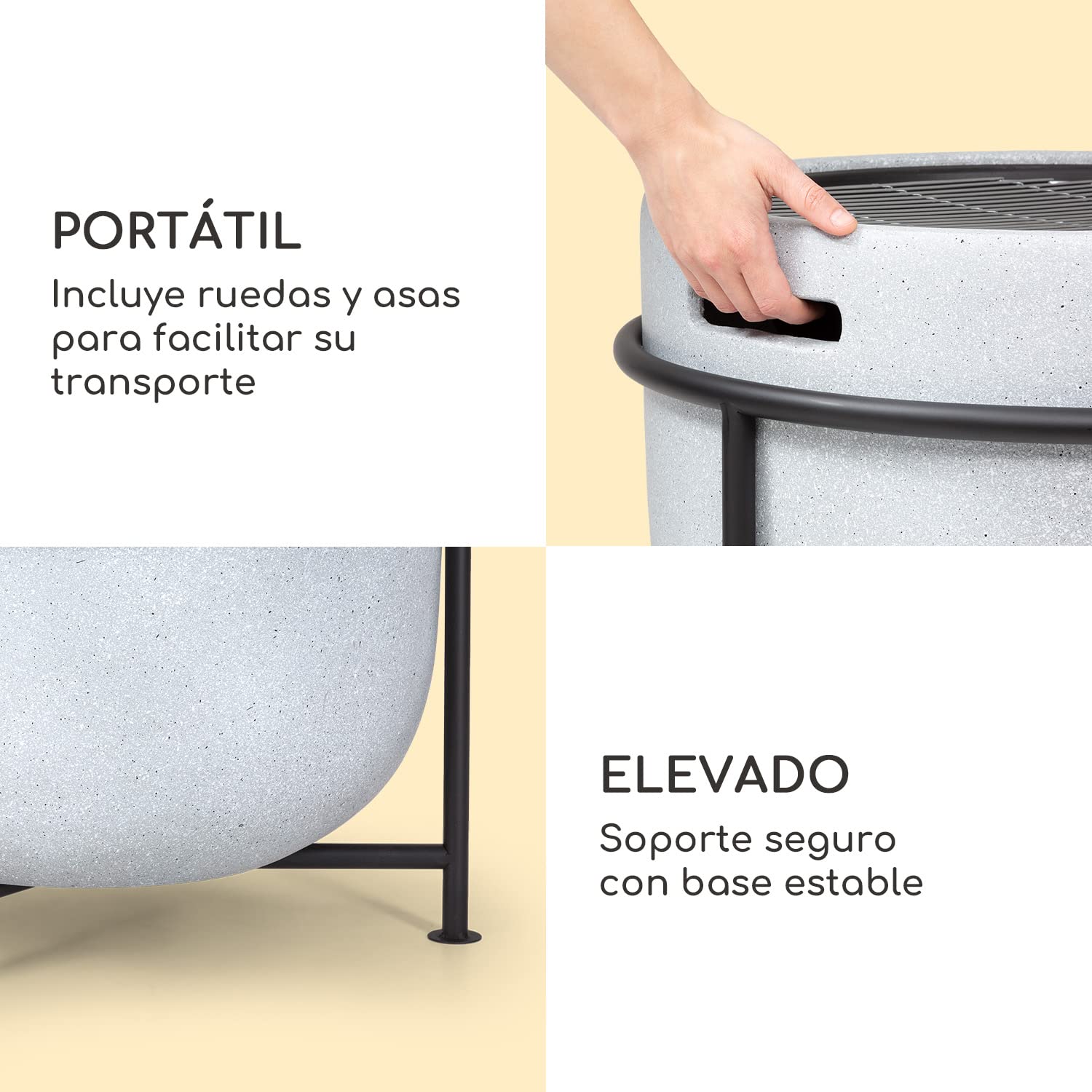 Blumfeldt Brasero Exterior con Parrilla, Barbacoa Portatil, Estufas para Exteriores Jardín con Protector de Chispas y Base de Acero, Estufa Exterior para Jardín, Terraza, Patio y BBQ 52 x 46 x 52 cm