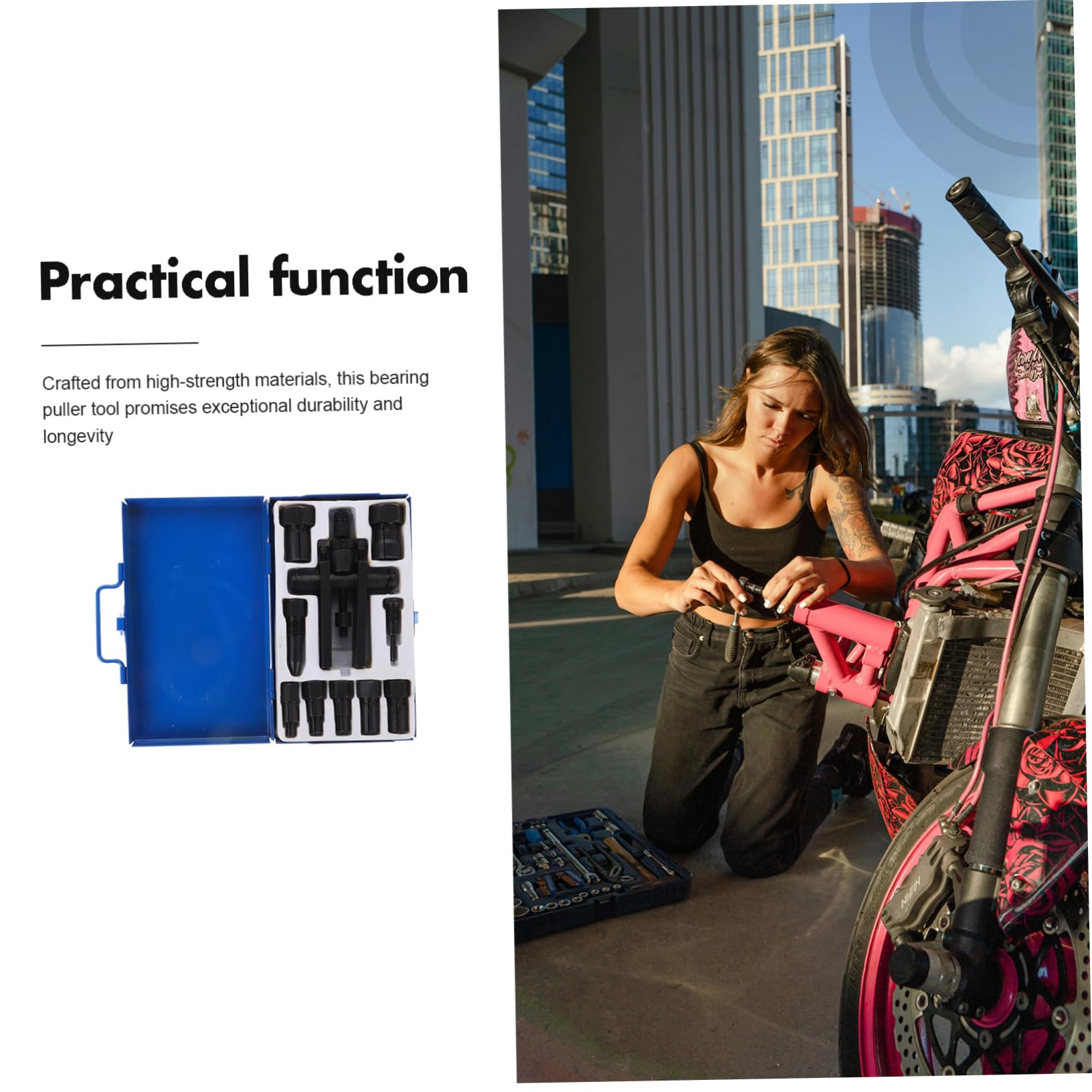 Alipis Extractor de Cojinetes para Motocicleta de Dos Garras 1 Juego | Aleación Azul, Diseño de Agarre Sólido, Caja Elegante, Uso en Kit de Mecánico