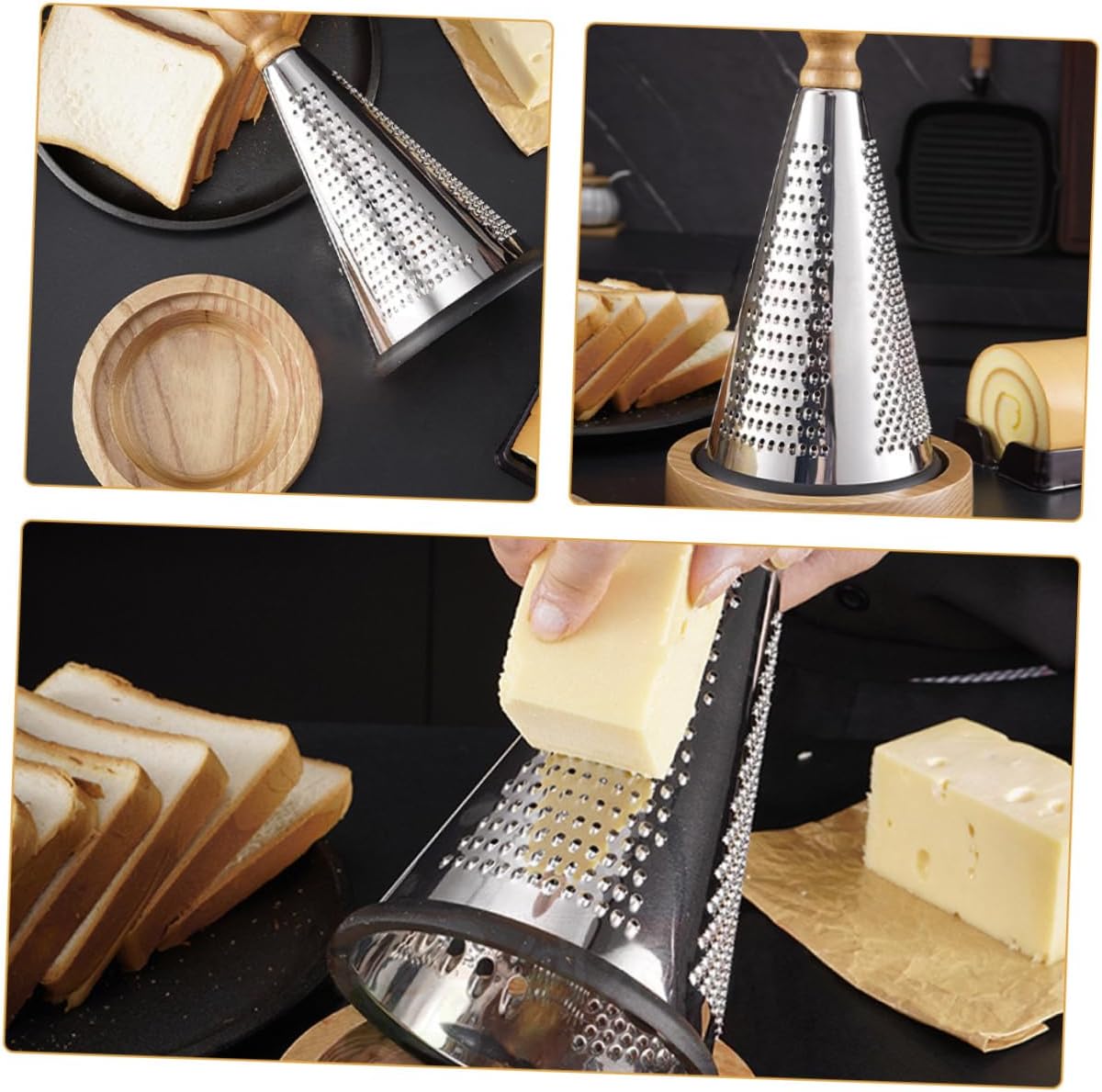 Professional Design Cheese Grater Home Restaurant Use Stainless Steel Wood Handle for Safe Shaving