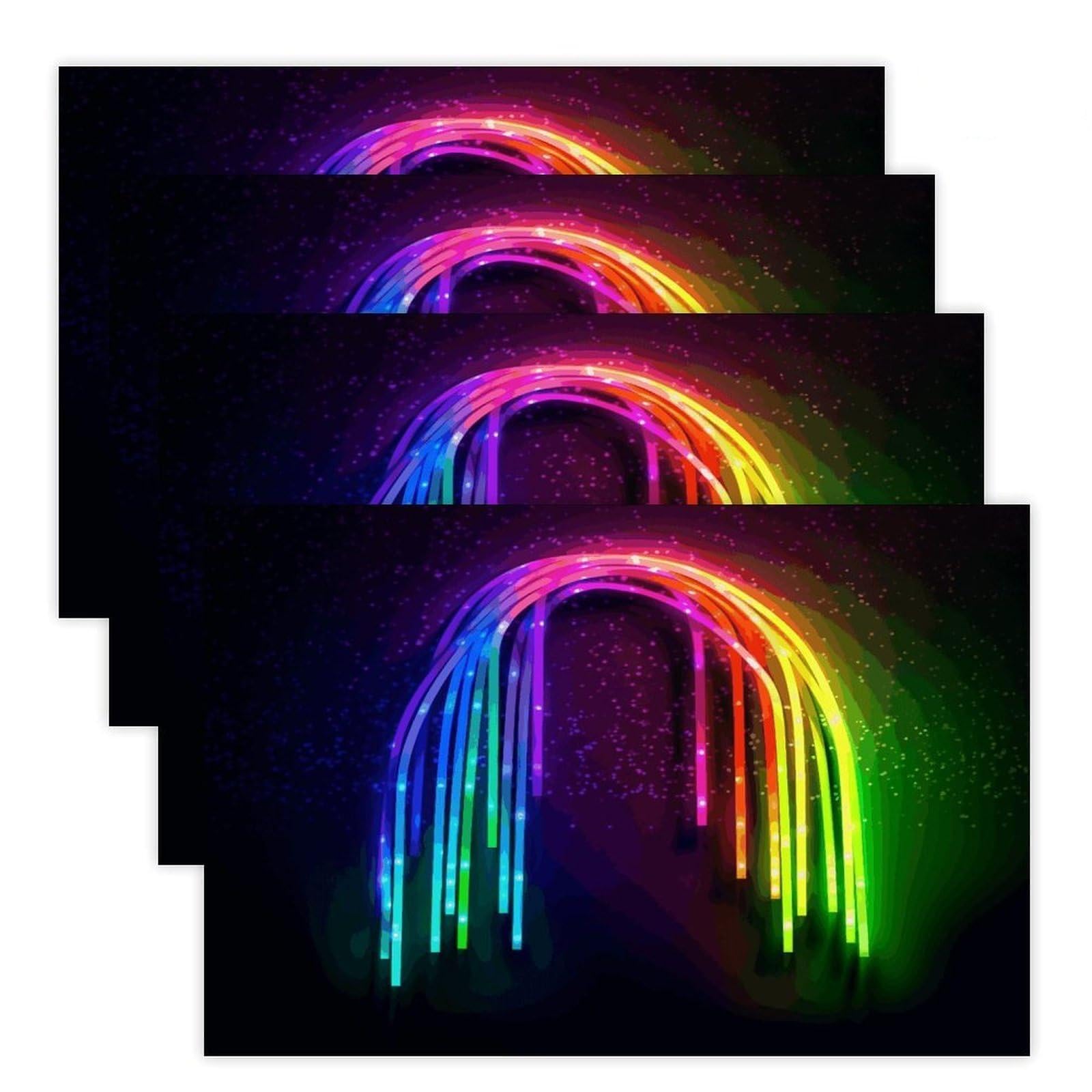 Rainbow Neon Placemats Heat-Resistant Washable Place Mats Anti Slip Dining Table Place Mats Wipeable Dining Table Mats Kitchen Decoration Placemats 17.7’’×11.8’’