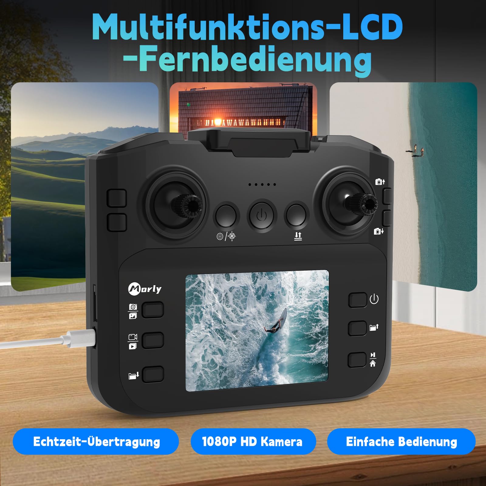 Drohne mit 4K Kamera Mini Drohne Mit LCD Fernbedienung 3D-Rollen Wiederaufladbare LCD-Fernbedienung 3-Geschwindigkeits-Einstellungen RC Quadrocopter Faltbares für Anfänger M18LCD