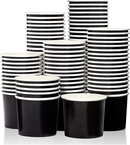 MATICAN Vasos de papel para helado, 100 cuencos de postre desechables de 11 onzas para alimentos calientes o fríos, suministros de fiesta de 11