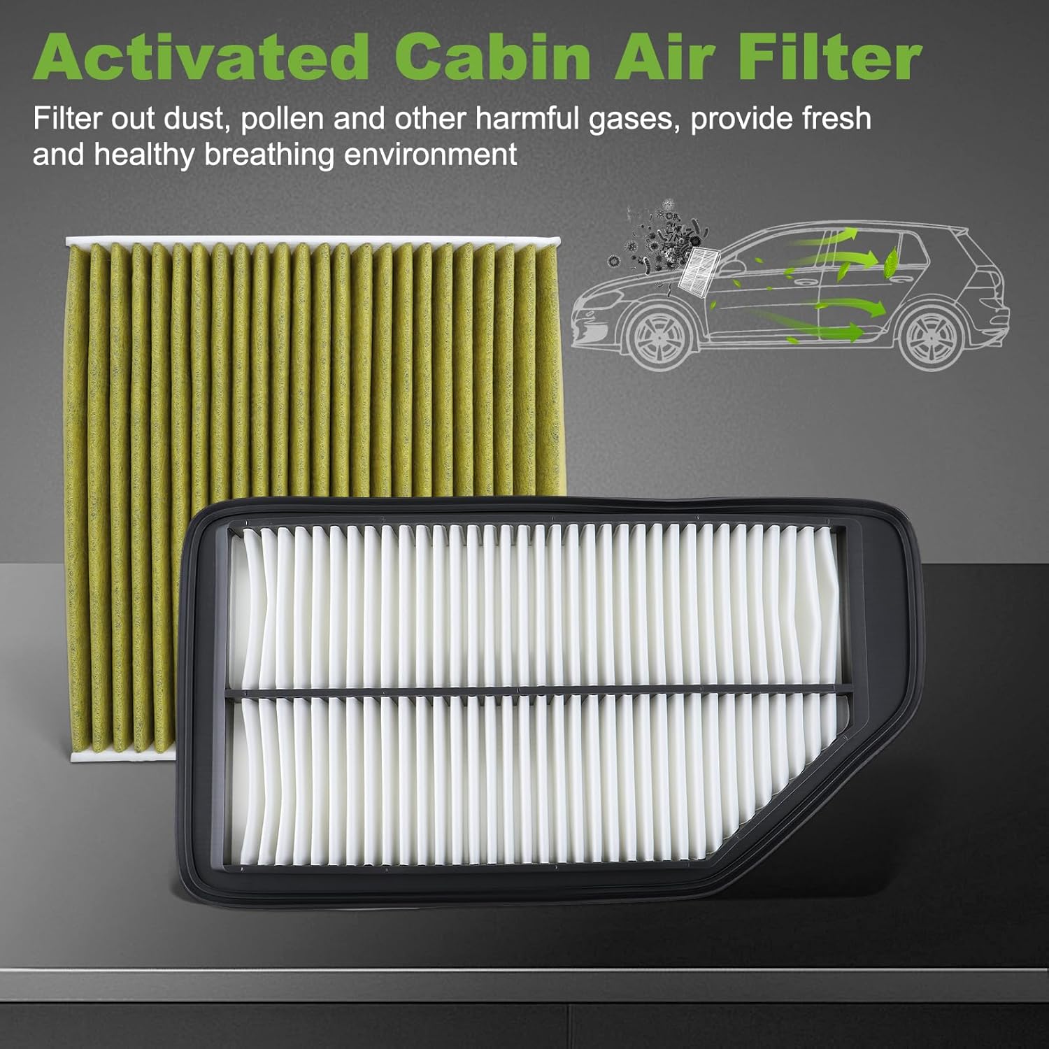 Cabin & Engine Air Filter Fit for Honda Odyssey 3.5L V6 2011-2017 Replace 80292-SDA-A01 17220-RV0-A00 CA11042 AF5196