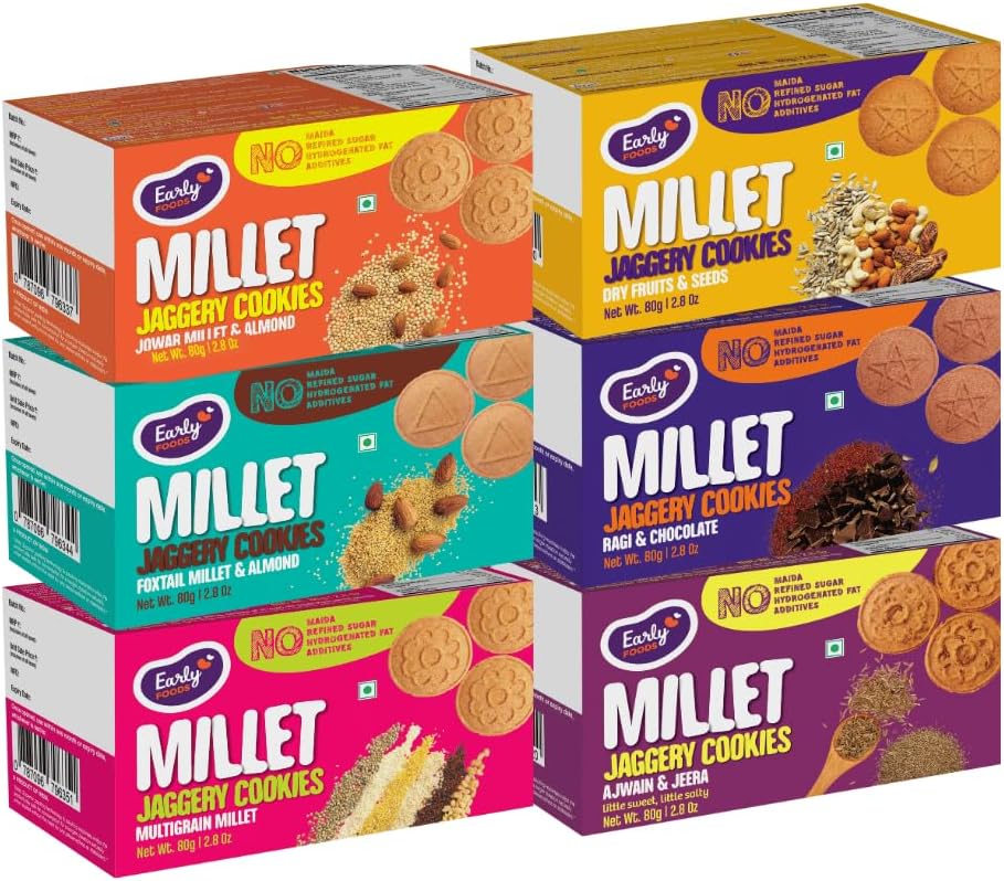 - Chota Pack Biscuits Combo Pack - Millet Jaggery Cookies X 6| Healthy Cookies | Sugarfree Biscuits, 512 Gram