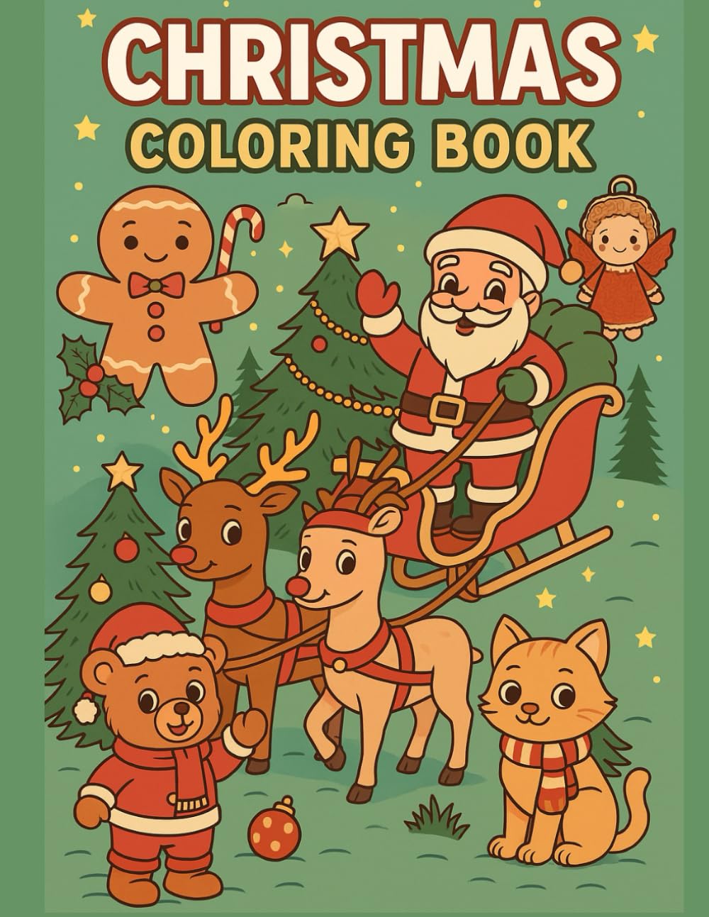 Fun and Easy Holiday Coloring Pages for Kids 50 pages | Santa, Gingerbread, Christmas Trees and Winter Activities