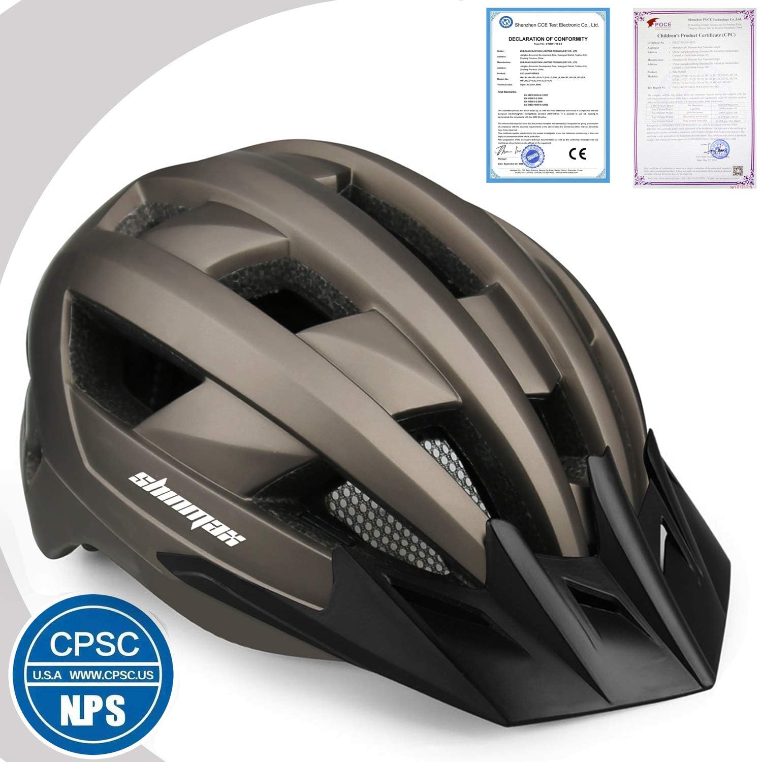 Shinmax Casco Bicicleta Adulto Casco Bici con LED Luz Recargable USB Casco MTB con Visera Desmontable Gafas Magnética Protectora UV Casco de Bicicleta para Mujer Hombre 57-62cm NR-032