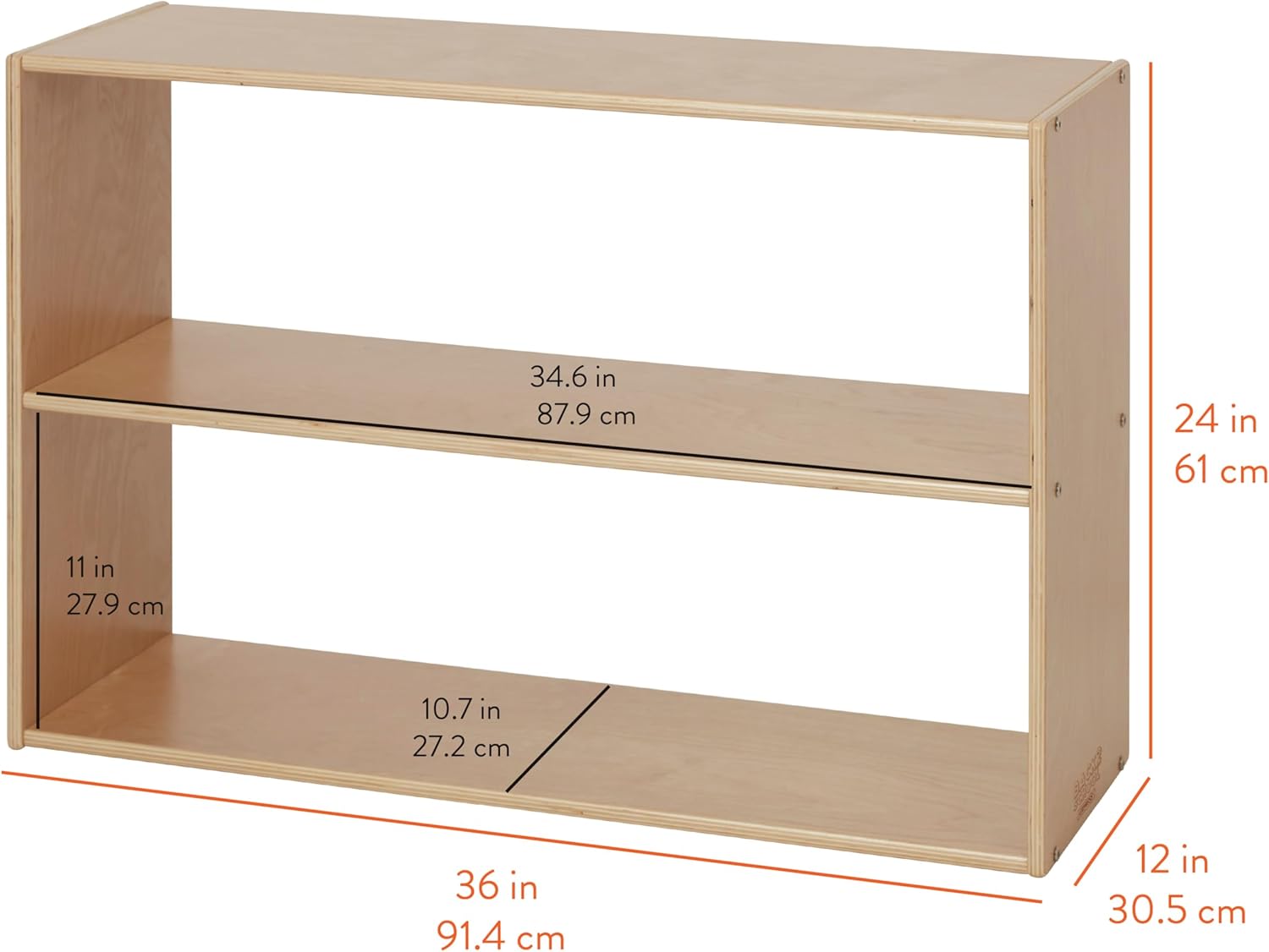 Sleekline 2-Shelf Double-Sided Storage Cabinet, 24" H, Book Shelf, Natural