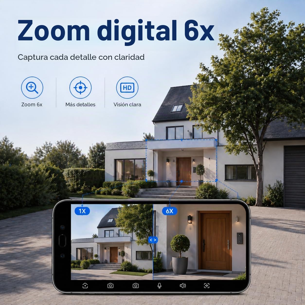 Cámara de vigilancia 5G para exteriores, 6 MP con doble objetivo para exteriores, IP66, cámara de seguridad exterior con seguimiento automático, visión nocturna, cámara exterior 24/7, 2 audios, SD