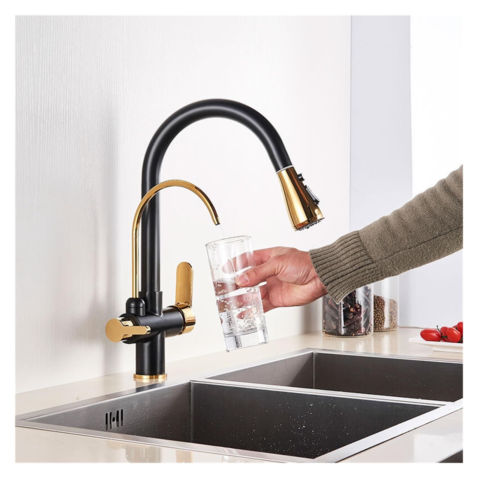 Grifos de Cocina Grifo Purificado For Bebidas De Cocina, Grifo De Filtro De Agua Extraíble, Mezclador De Agua Caliente Y Fría, Grúa For Fregadero (Color : Nickel C)