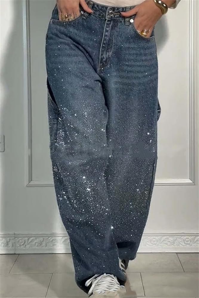 Jegging Harem Aderente Donna Vita Alta - Jeans Elastici Strappati Con Gamba Larga Sfumata, Denim Chic 2025 - 3