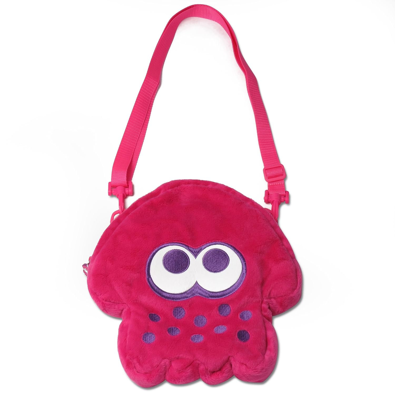 HORI Splatoon 2 Squid Plush Pouch (Neon Pink) Officially Licensed - Nintendo Switch