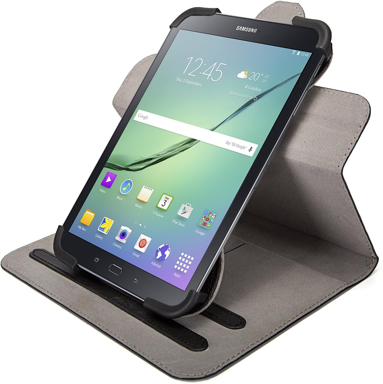 Adjustable Book case for Samsung Galaxy Tab A 10.1 and S2 Tab 9.7 - PU Leather 360 Degree Rotatable Folio Cover for Tablet - 3 Credit Card Slots Wallet and Magnetic Snap