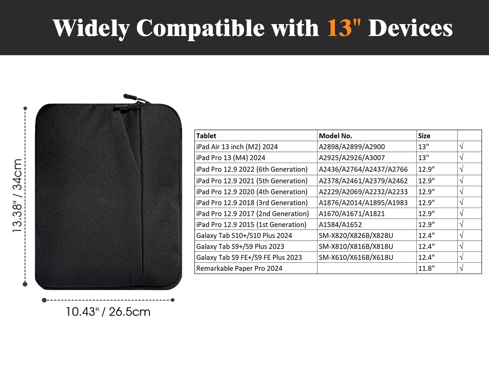TiMOVO 13 Inch Tablet Sleeve for iPad Air 13