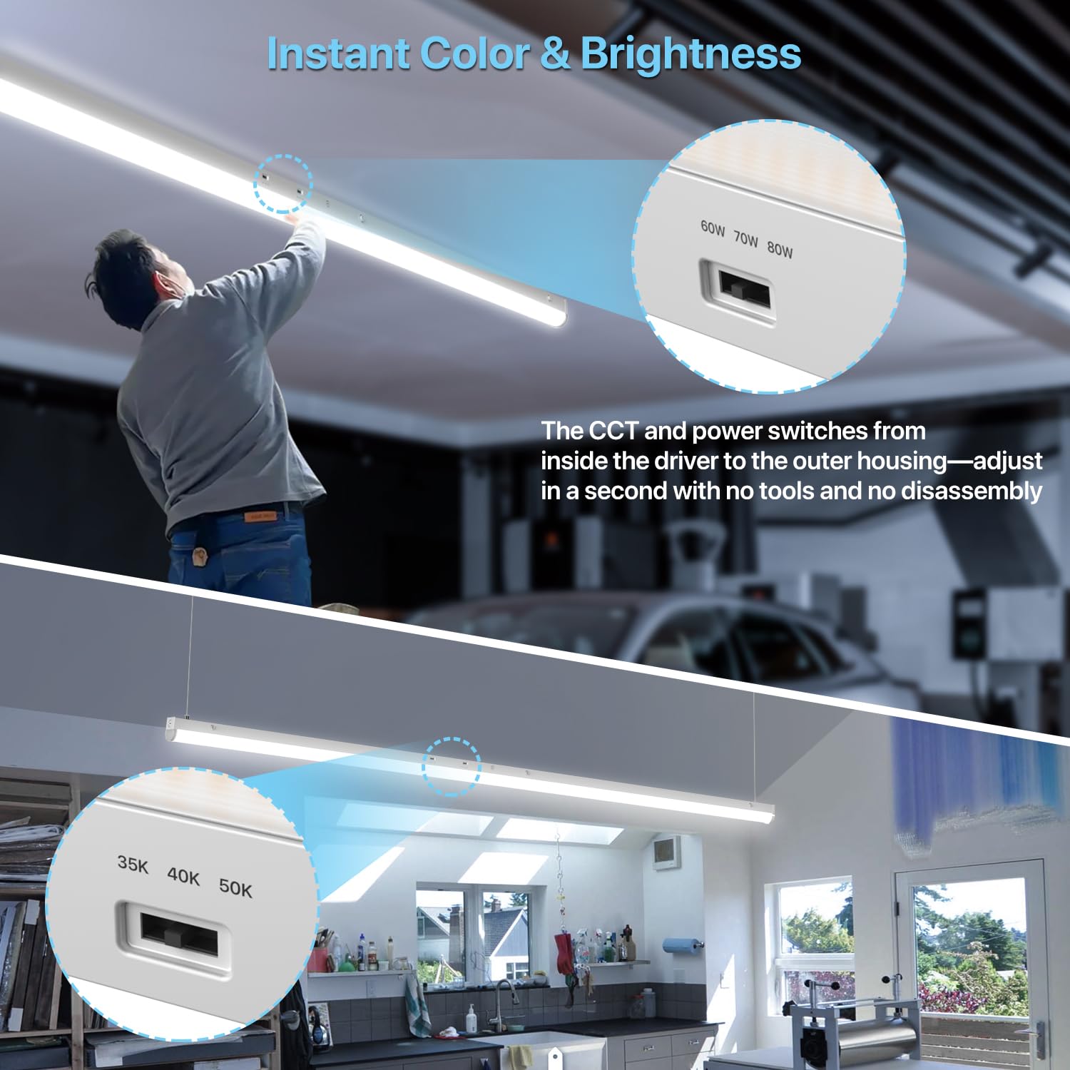 HYPERLITE 8 Foot LED Light Fixture: 80/70/60W Led Linear Strip 