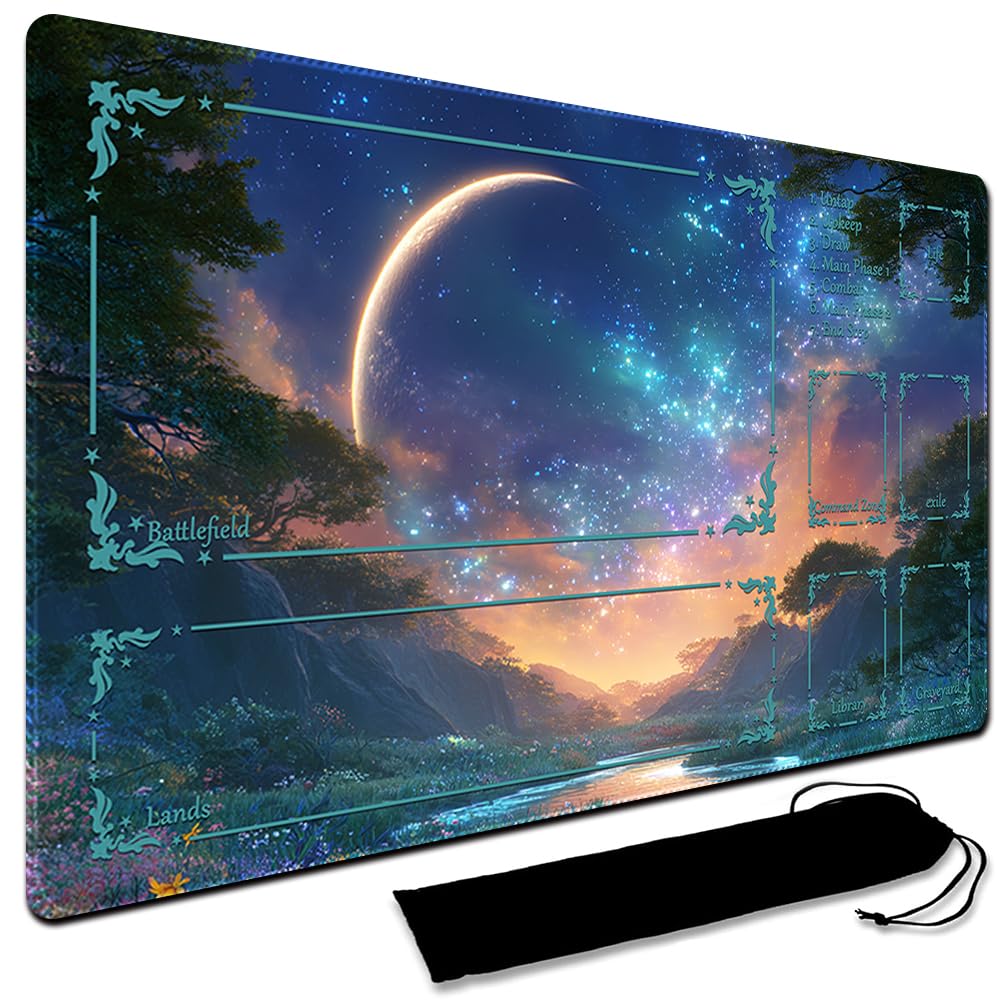 MTG Playmat,With Waterproof Storage black Bag Szie 60 x 35CM , With Zone MTG playmat Stitched Edges Game Play Mat Trading Card Game Playmats TCG Game Mat (With Zone,10)