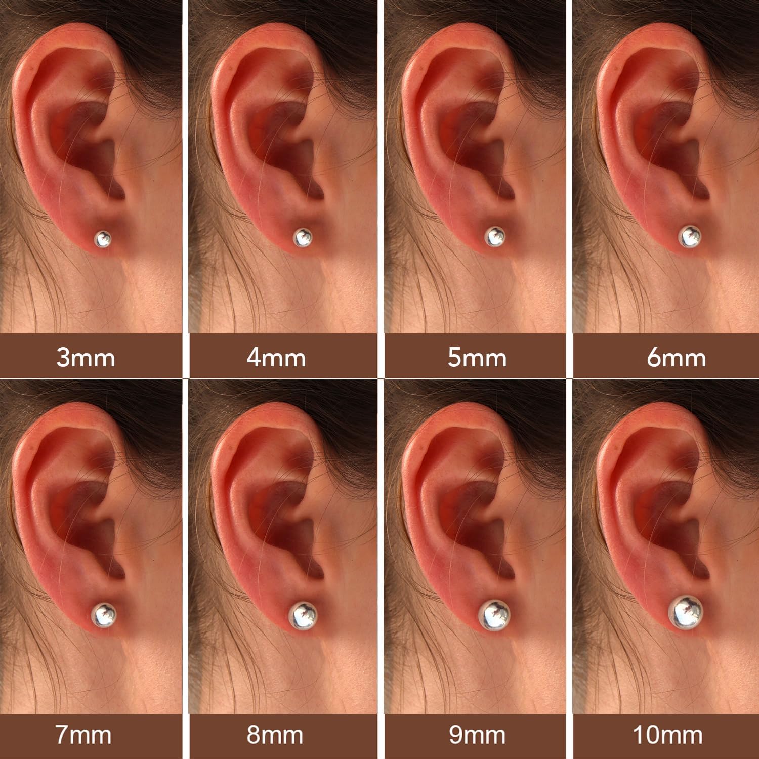 Charmsy 925 Sterling Silver Ball Post Stud Earrings for Women | Round Hammered Lightweight Disco Classic Ball Stud Earring for Women Teen | Sizes 3mm-11mm - Image 3