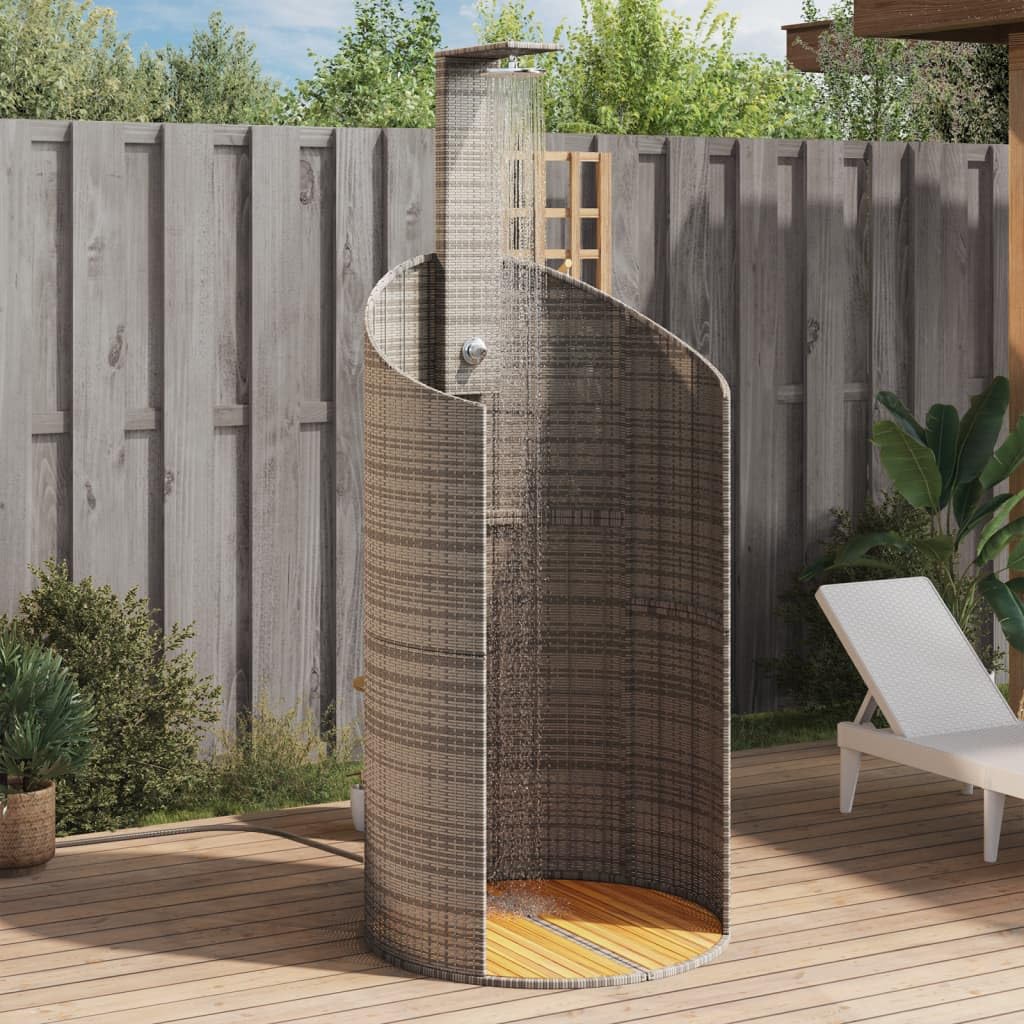 Ducha de jardín de Madera, Ducha Exterior Jardín con Suelo de Madera Acacia, Ducha de Piscina, Ducha exterior-Gris-100x100x241,5 cm