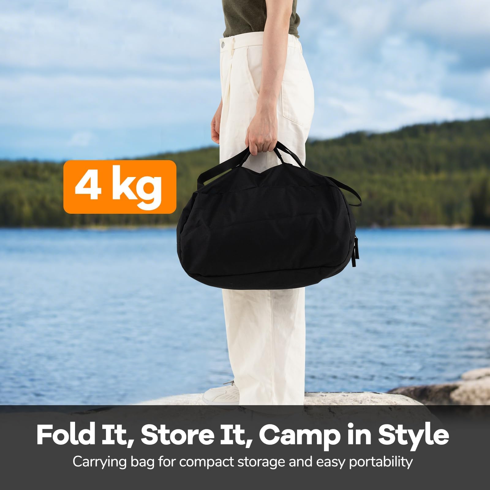 FANTASK Feldbett klappbar, 193 x 70 cm, Campingbett höhenverstellbar bis 150 kg, Campingbett faltbar mit Beinerweiterungen, Seitentasche & Netztasche, für Camping, Reisen, Schwarz