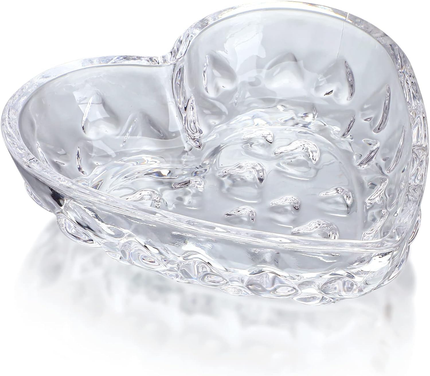 5.1'' Crystal Jewelry Tray for Women, Heart Shaped Jewelry Plate Ring Dish, Clear Trinket Dish fo...
