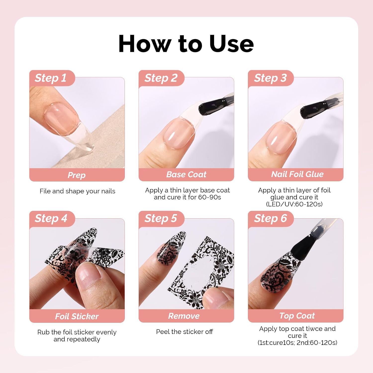 MelodySusie Lace Nail Foil 10 Rolls 5 Black 5 White Nail Transfer Foil 1m Per Roll Holographic Lace Flower Nail Art Stickers Decals for DIY Acrylic Nails Manicure Decoration