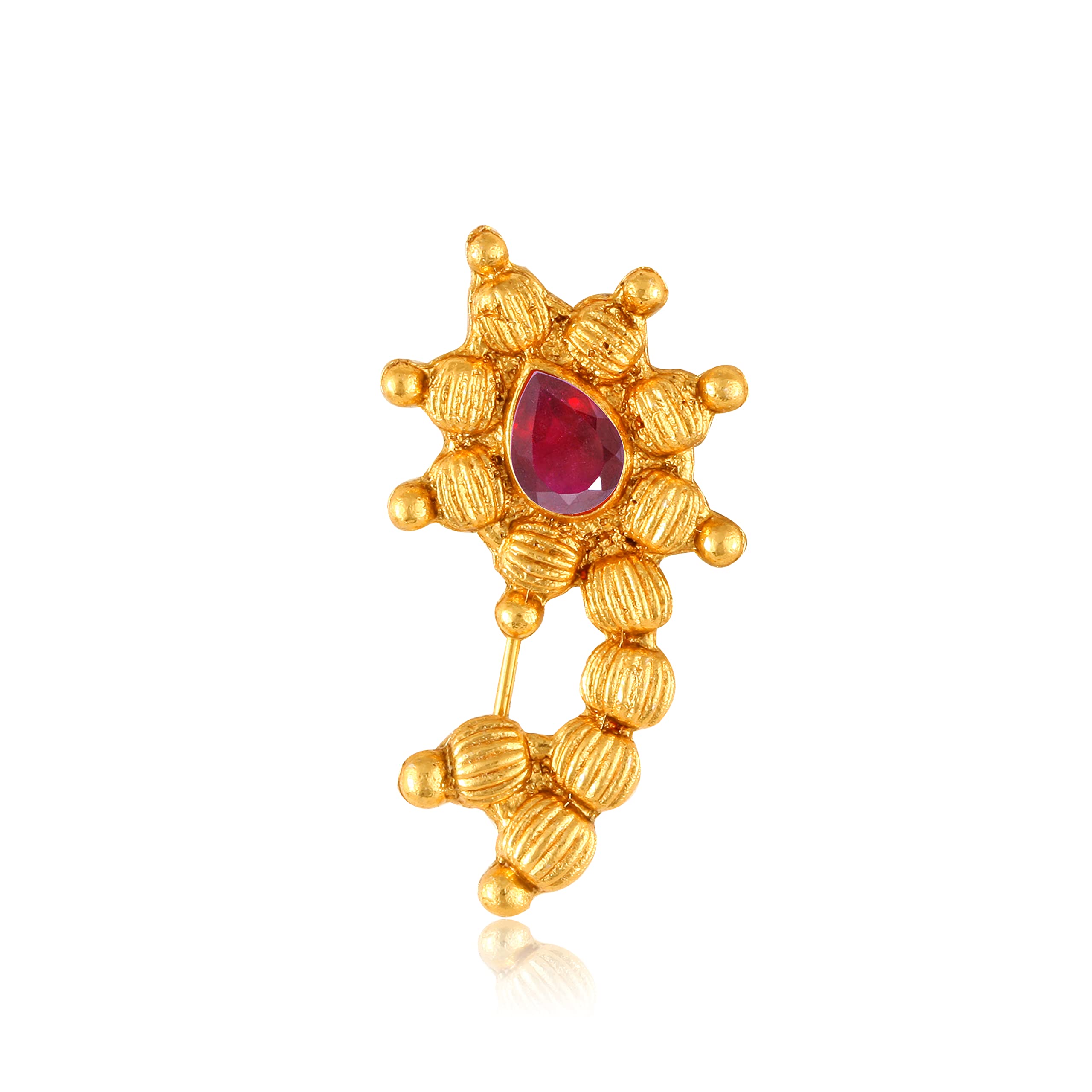 Vighnaharta Gold Plated Alloy and CZ stone Non Piercing Maharashtrian Nath Nathiya./ Nose Pin valentine day gift valentineday gift for her gift for him gift for women gift for women {VFJ1130NTH-Press }-image-33