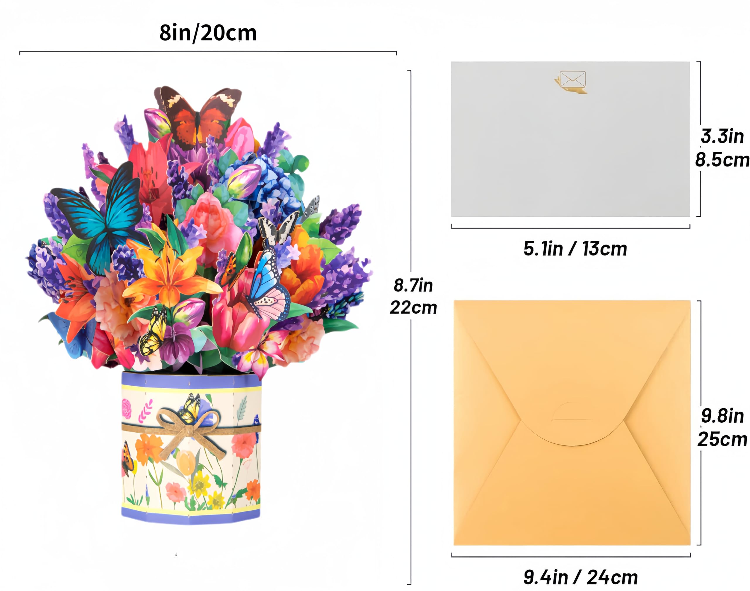 Pop Up Flower Cards, Mothers Day Cards For Mom, Forever Flower Bouquet 3D Paper Cards Pop Up With Note Card And Envelope, Gifts For Women, For Birthday Gifts, Thank You Cards, Graduation