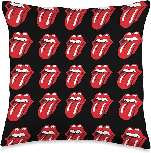 The Rolling Stones - Almohada oficial de repetición de lengua negra, 16.0 x 16.0in, multicolor