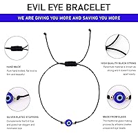 Vista 5 de Evil Eye Bracelet Anklet Black Red String Lucky Protection Handmade Adjustable Bracelets for Women Men Boys Girls (Black string blue eye gold)