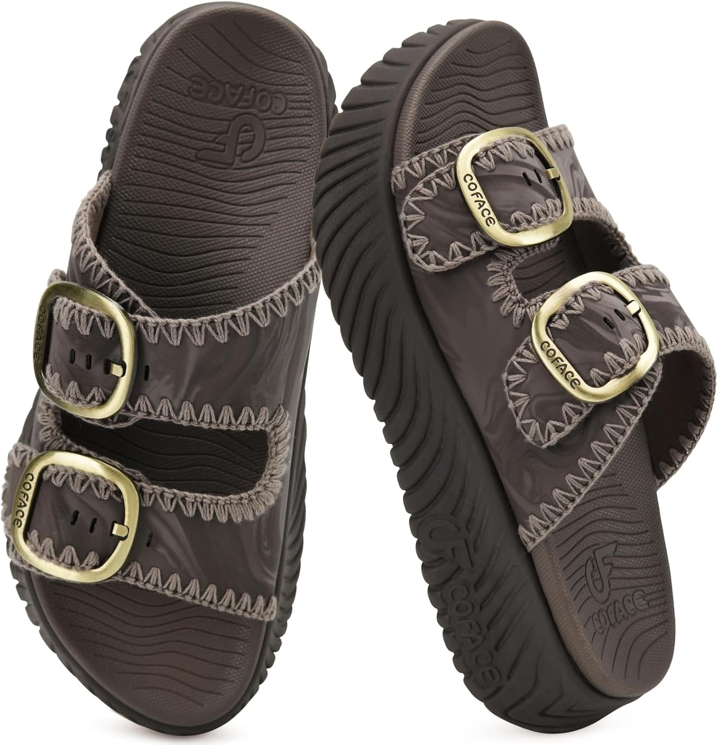 COFACE Womens Sandals With Orthotic Arch Support Ladies Fashion Adjustable Buckles Comfortable Lightweight Platform Cushion Recovery Summer Walking Slides