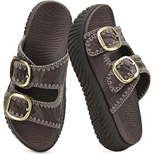 COFACE Womens Sandals With Orthotic Arch Support Ladies Fashion Adjustable Buckles Comfortable Lightweight Platform Cushion Recovery Summer Walking Slides