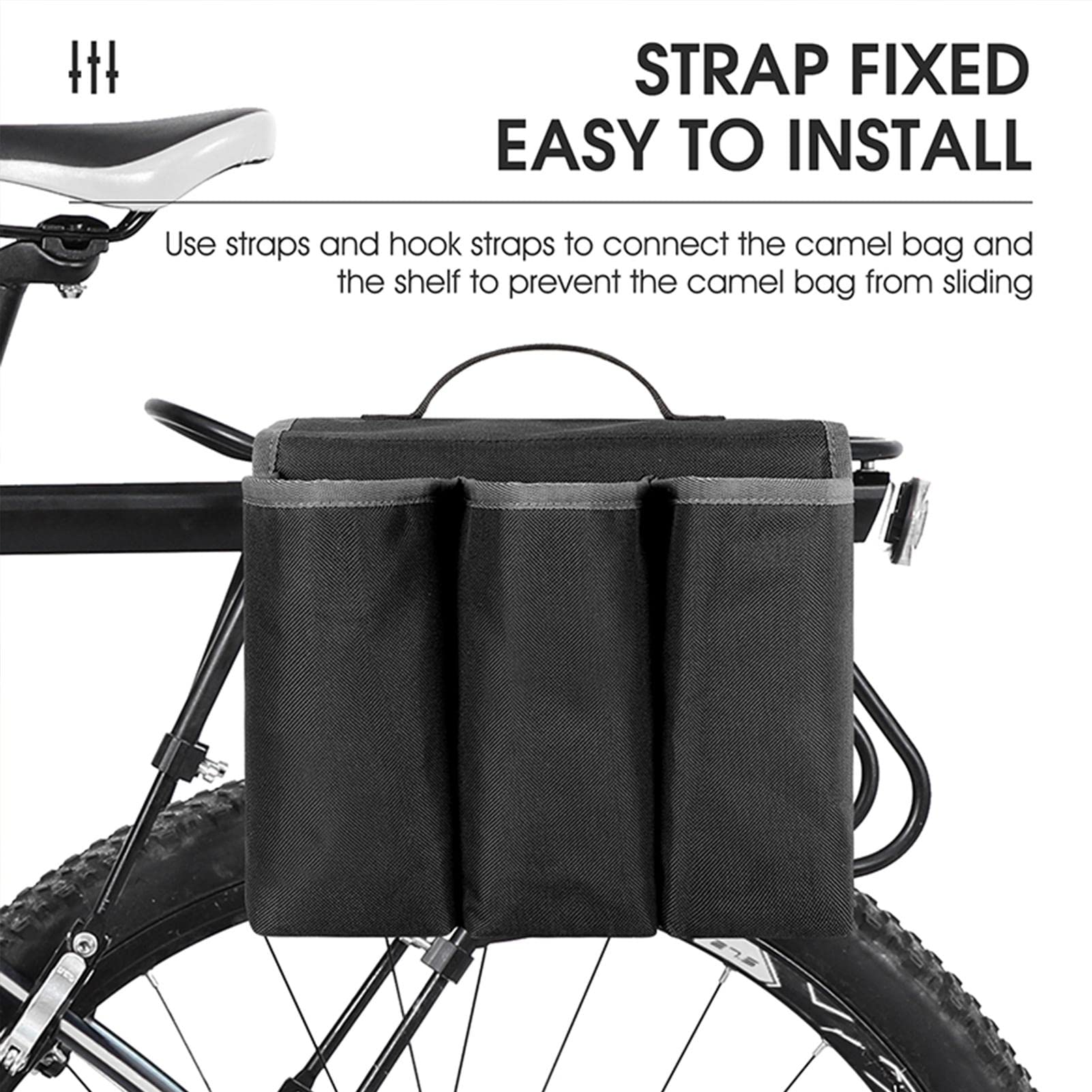 Sacoche Arrière De Vélo étanche Avec Porte-bidon - Stabilisateur De Cadre - Alu Noir