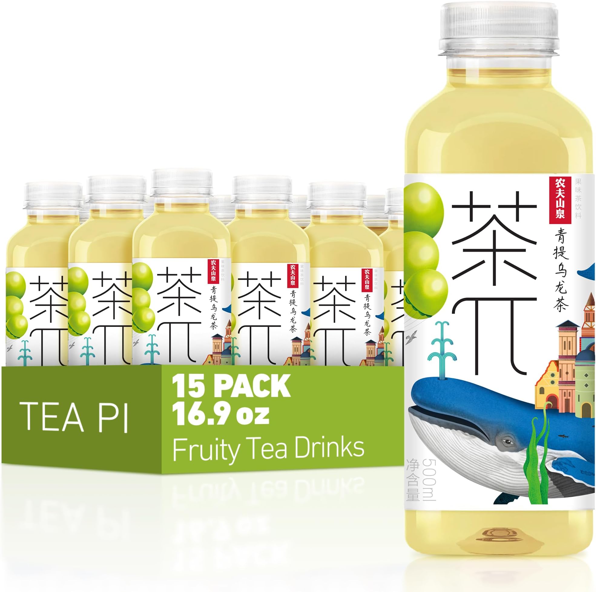 - Tea PI Iced Tea – Oolong Tea, Green Grape Sweet Iced Fruit Tea Bottles, Real Juice, -16.9 fl oz, 500mL, 15 Pack