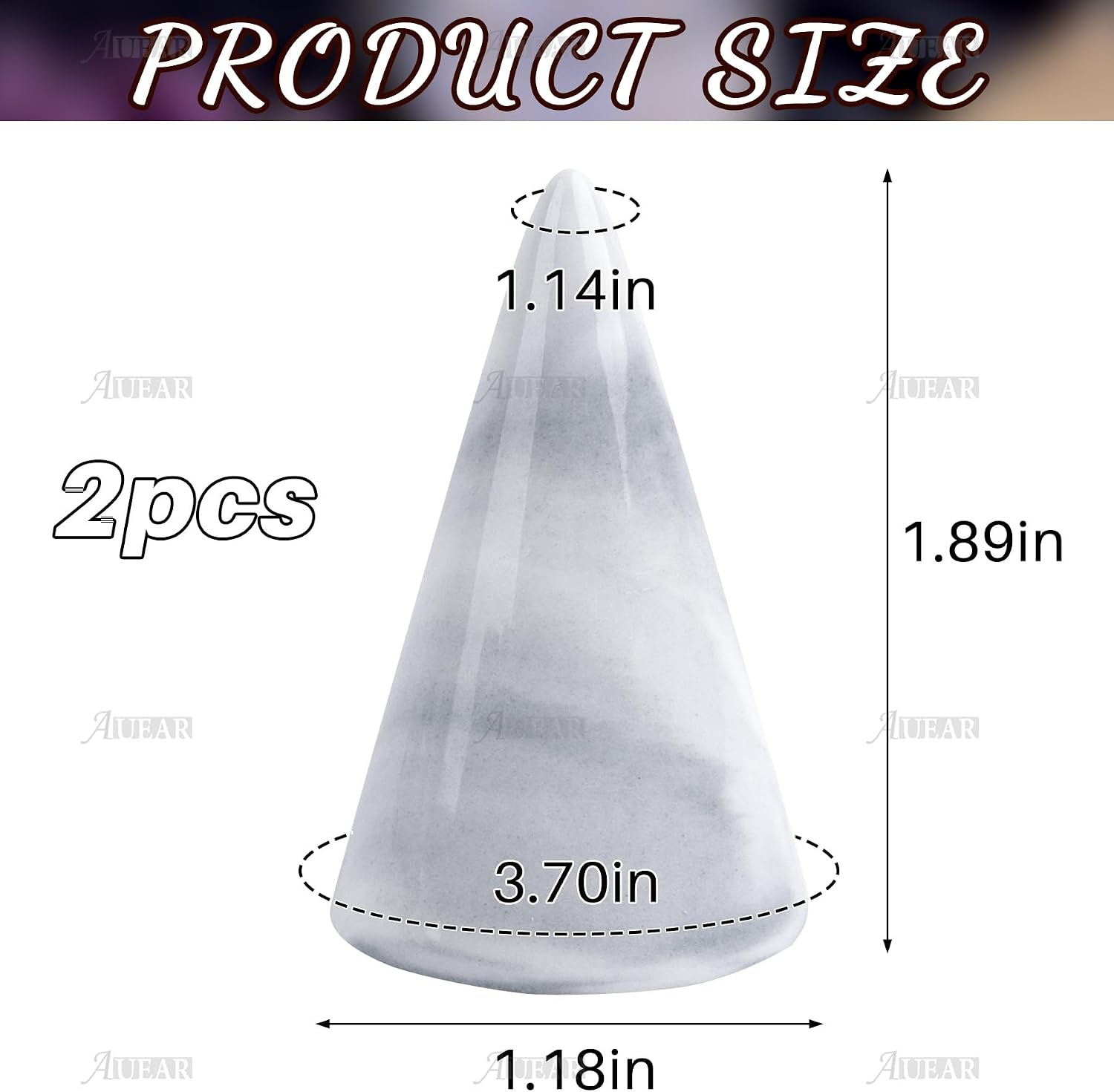 AUEAR, 2 Pack Modern Marble Ring Holder for Nightstand Ceramic Cone Tower Shape Decorative Display Stand for Men Women Jewelry