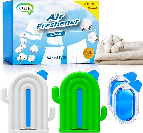 Miniatura 11 de Ambientador para el hogar, paquete de 2, 2 recargas, aroma océano, eliminador de olores, hasta 120 días, ambientador en forma de cactus para armario