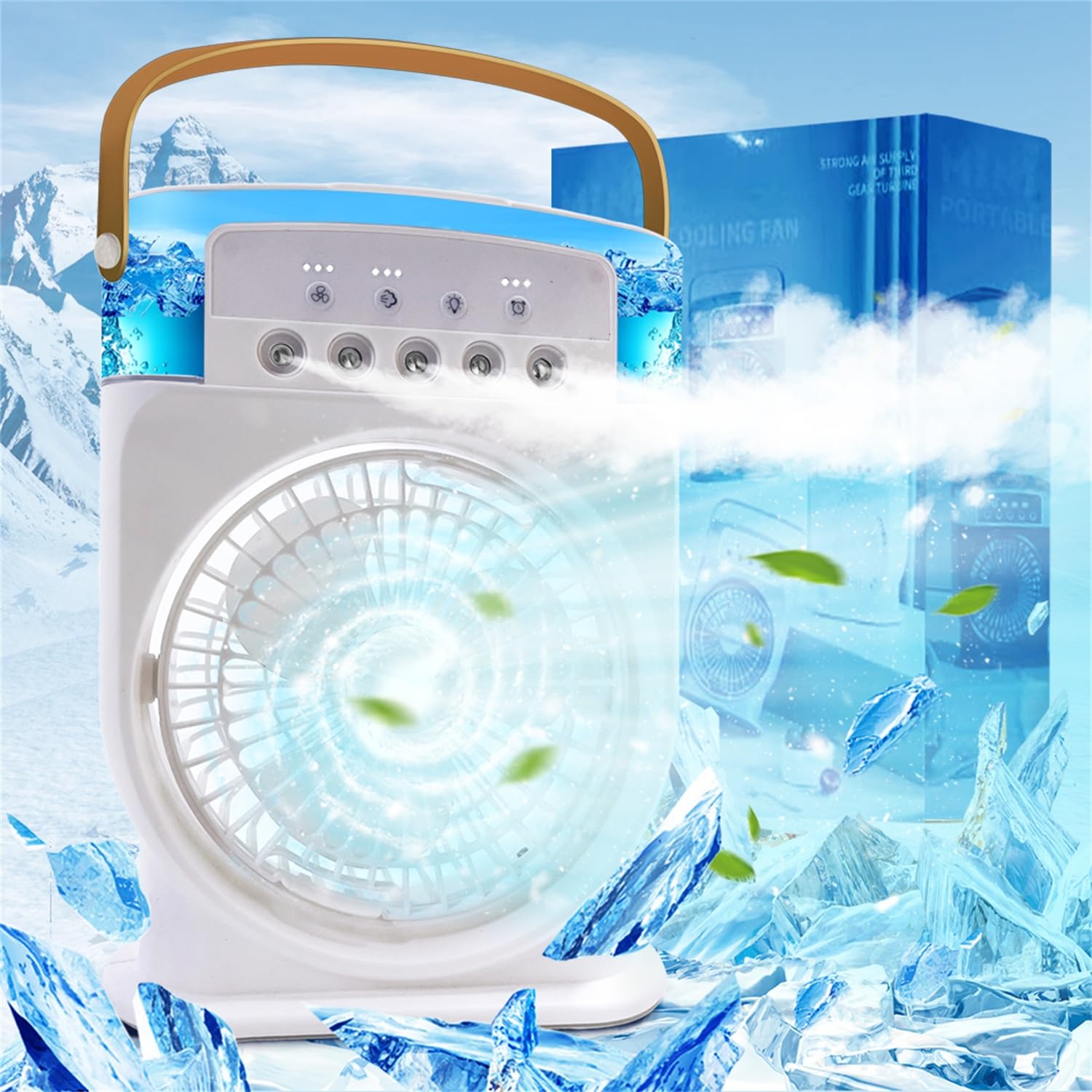 Mobile Klimaanlage Leise 4 in 1, Luftkühler Mini mit Akku, Klimagerät Mobil ohne Abluftschlauch, Mini Klimaanlage Tragbar, Air Conditioner mit Verdunstungskühlung Ventilator Type-C mit Timer (Weiß)