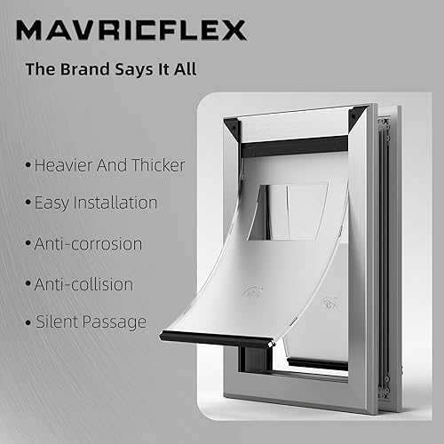 Miniatura 5 de Puerta resistente para perros con doble panel de bloqueo deslizante, puerta grande de aluminio resistente de eficiencia energética, fácil