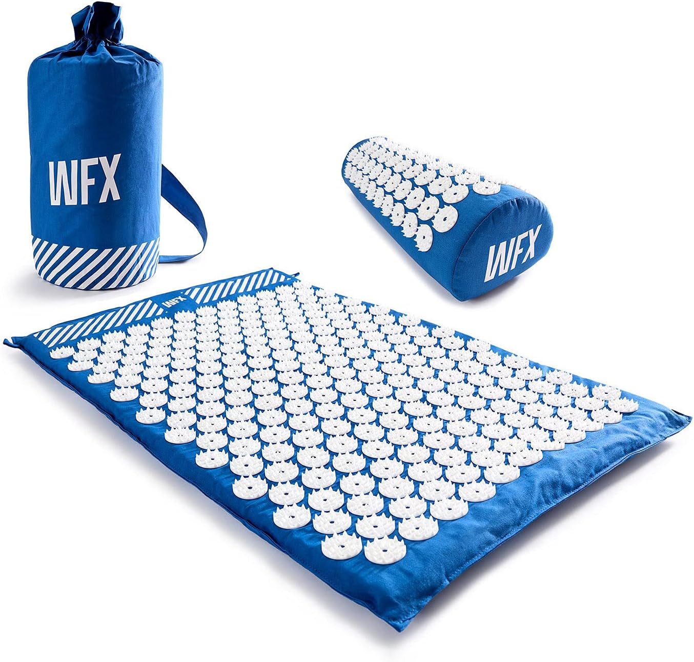 #DoYourFitness® x World Fitness Acupressure Set »Jimuta« - Acupressure Massage Mat + Acupressure Pillow + Bag - Pain Relief Therapy Muscle Back Neck with Travel Bag for Men and Women - Blue