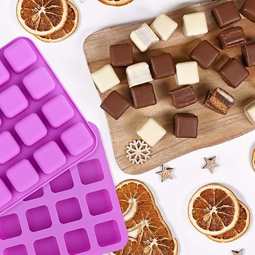 Miniatura 7 de Vodolo Moldes cuadrados de silicona de caramelo de caramelo, 4 piezas de 16 cavidades de molde de trufas de chocolate para bombas de grasa,