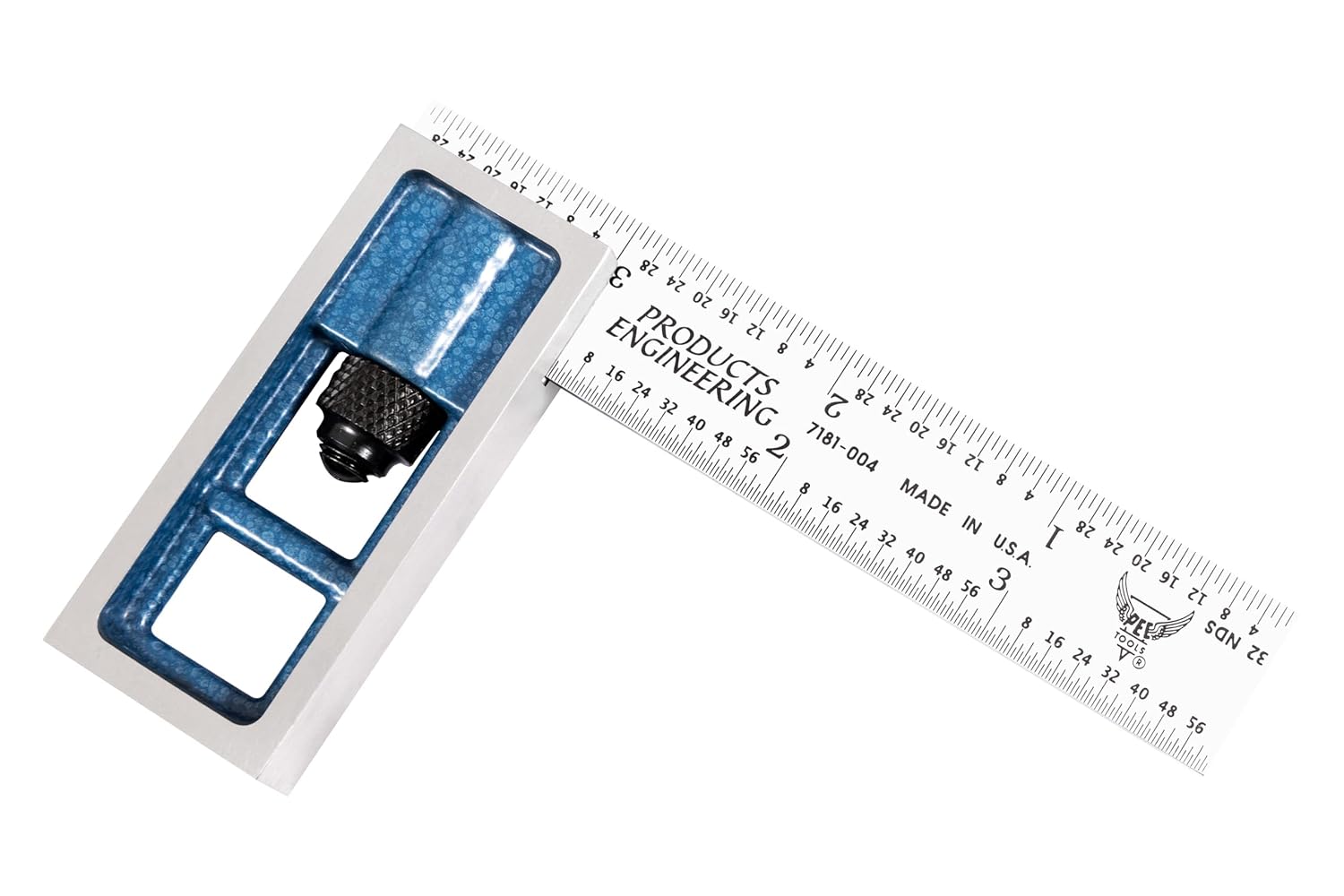 PEC Tools Metric Reading Precision Double Square- Cast Iron Head, 150mm Blade with Satin Chrome Finish, Made in USA