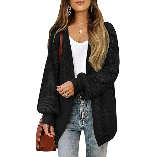 Libsorge Womens Oversized Long Cardigan Sweater Fall 2025 Trendy Chunky Waffle Knit Open Front Dressy Cardigans