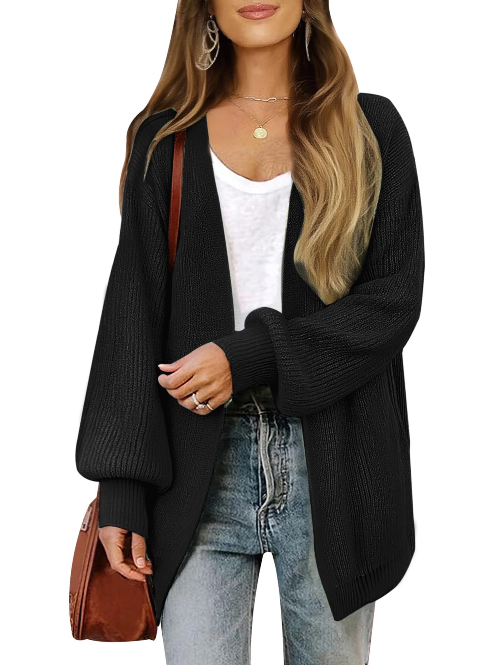 Womens Oversized Long Cardigan Sweater Fall 2025 Trendy Chunky Waffle Knit Open Front Dressy Cardigans