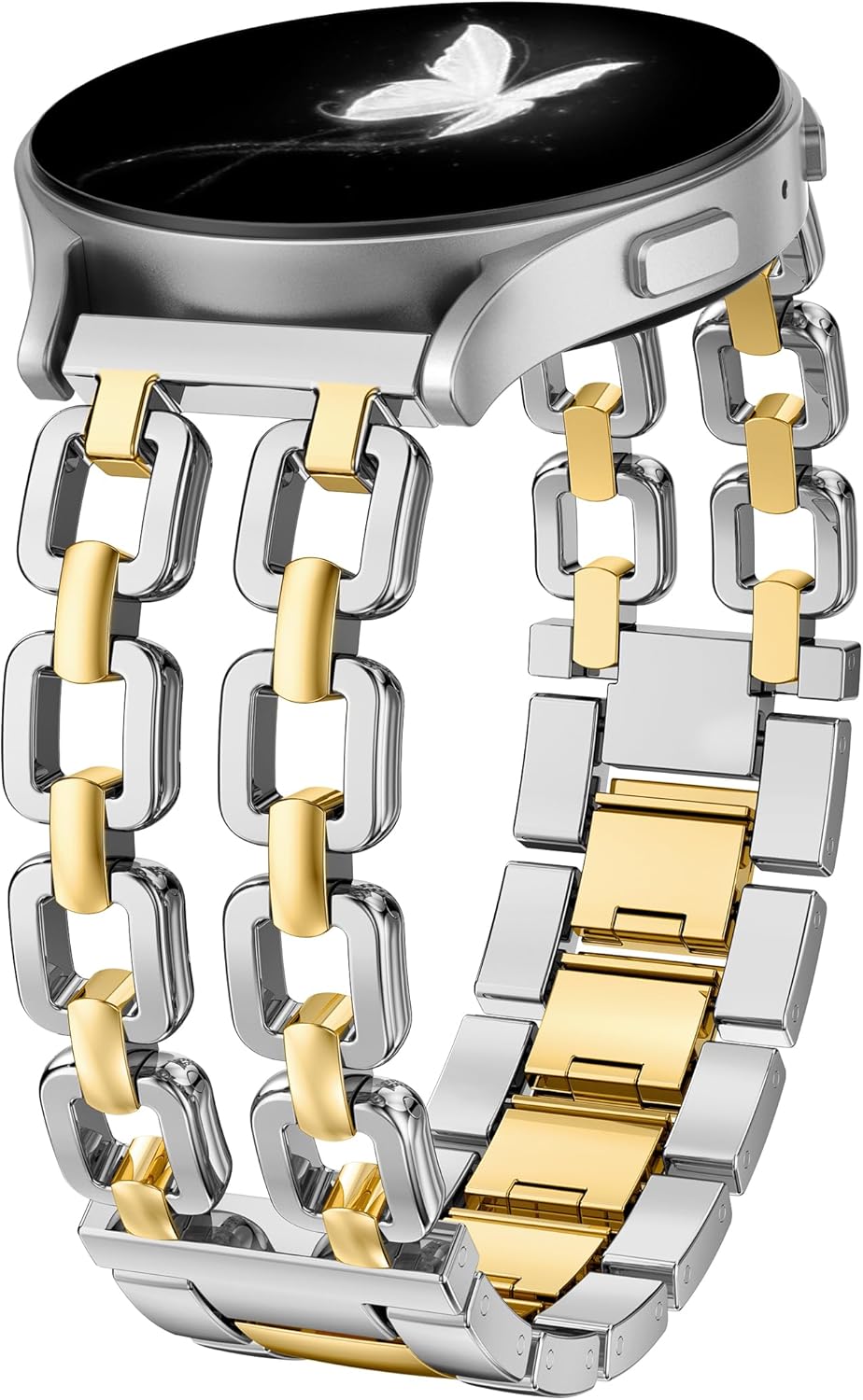 Wearlizer Metal Band Compatible with Samsung Galaxy Watch 7 6 5 4 FE Active 2 40mm 44mm/Watch 6 4 Classic 43mm 47mm 42mm 46mm/Watch 5 Pro 45mm Bands, 20mm Dressy Stainless Steel Chain Strap Women