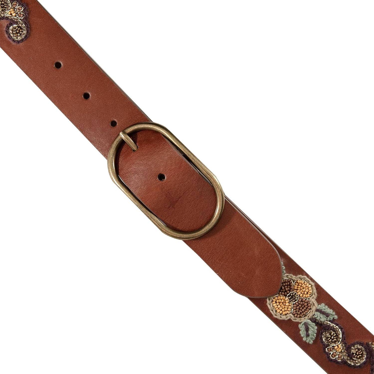 Lucky Brand Women's Embroidered Leather Belt | Stylish | Classic | Western-Inspired | American Heritage | Jean | Pant