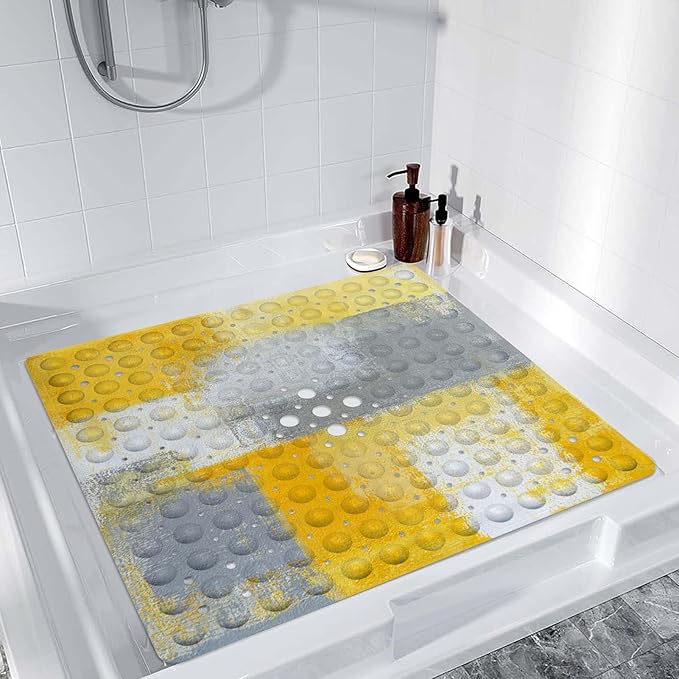 LNOND Square Shower Mat, Rubber Stall Mat for Showers Anti