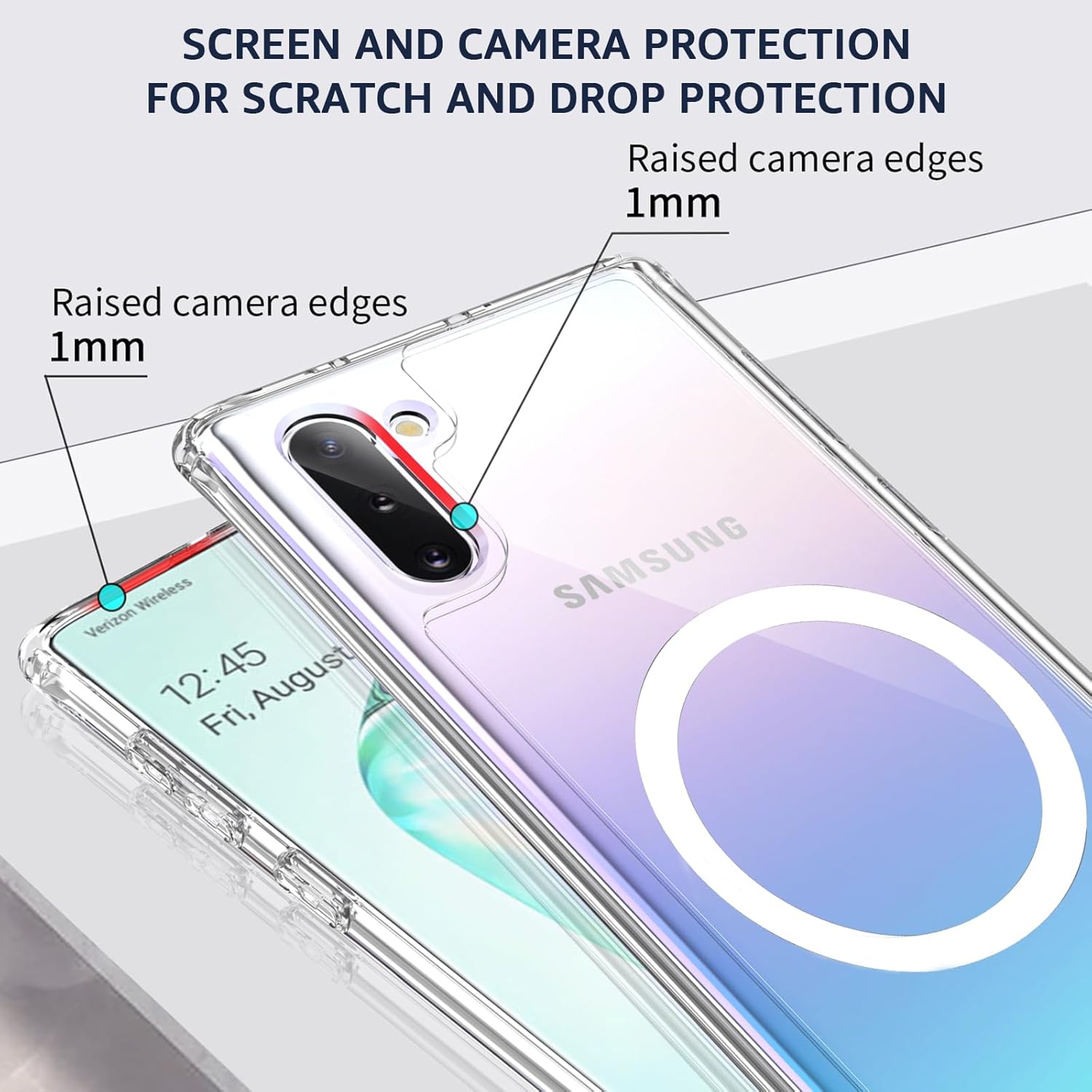 Clear Magnetic Phone Case for Samsung Galaxy Note 10, 6.3-Inch Compatible with MagSafe Shockproof Protection Anti-Yellowing TPU PC Cover Bumper Wireless Charging Compatible - Image 5