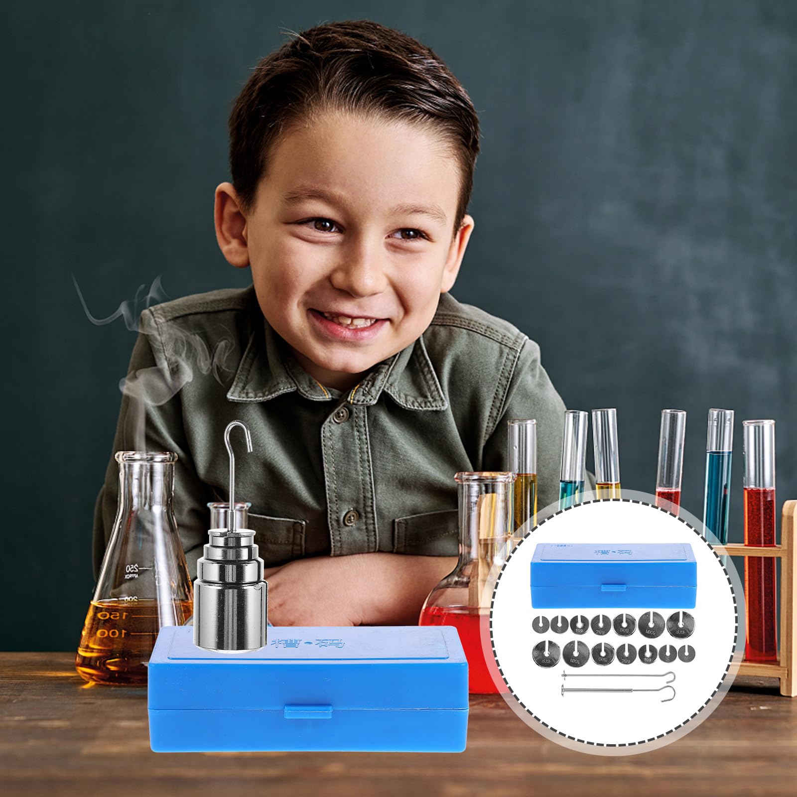 Set di Masse Scanalate in Metallo Gancio 1 Kg per Esperimenti Scientifici in Laboratorio e Materiale Didattico per Scuole Superiori