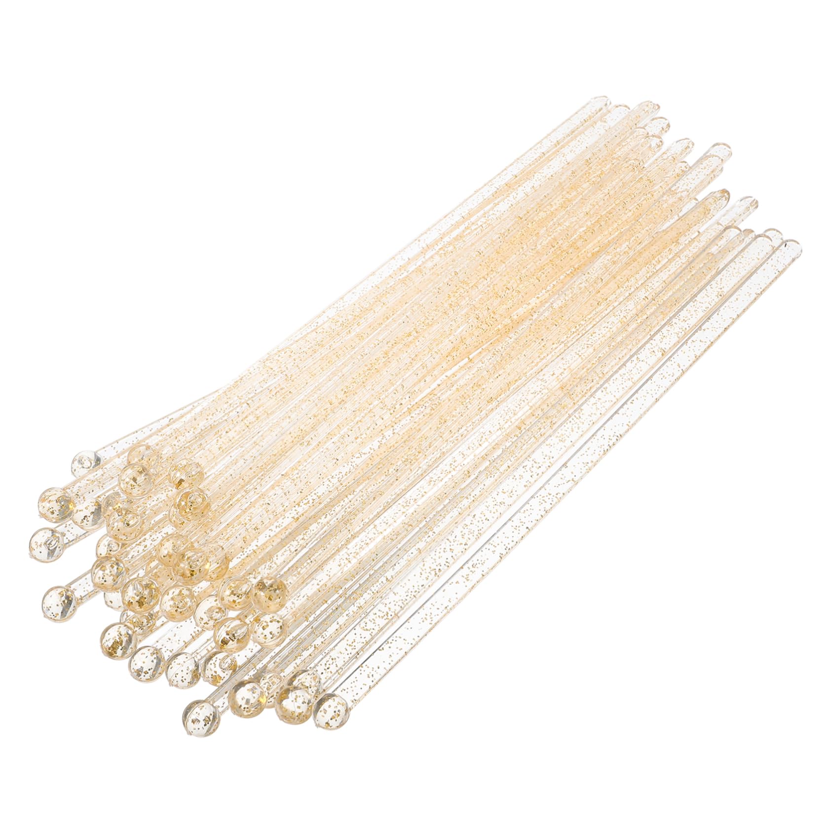 PRETYZOOM 100pcs Crystal Stick Juice Cocktail Stirrer Stirring Sticks Drink Swizzle Sticks Coffee Stirrers Coffee Stirring Rod Stirrers for Bar Party Mixing Sticks Plastic Golden re-usable